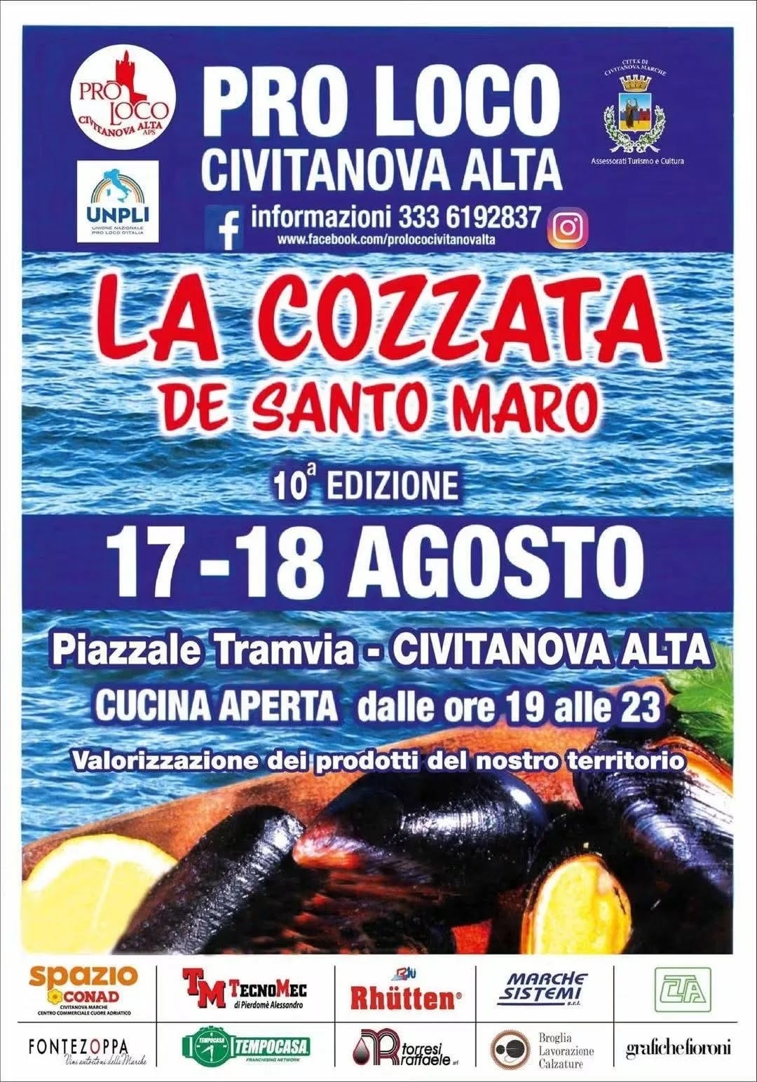 Locandina 10ª Edizione La Cozzata de Santo Maro 2026 a Civitanova Marche (Macerata)