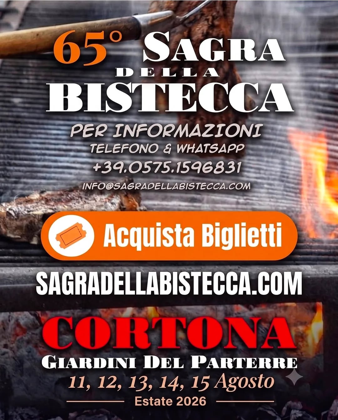 Locandina 65ª Sagra della Bistecca 2026 a Cortona (Arezzo)