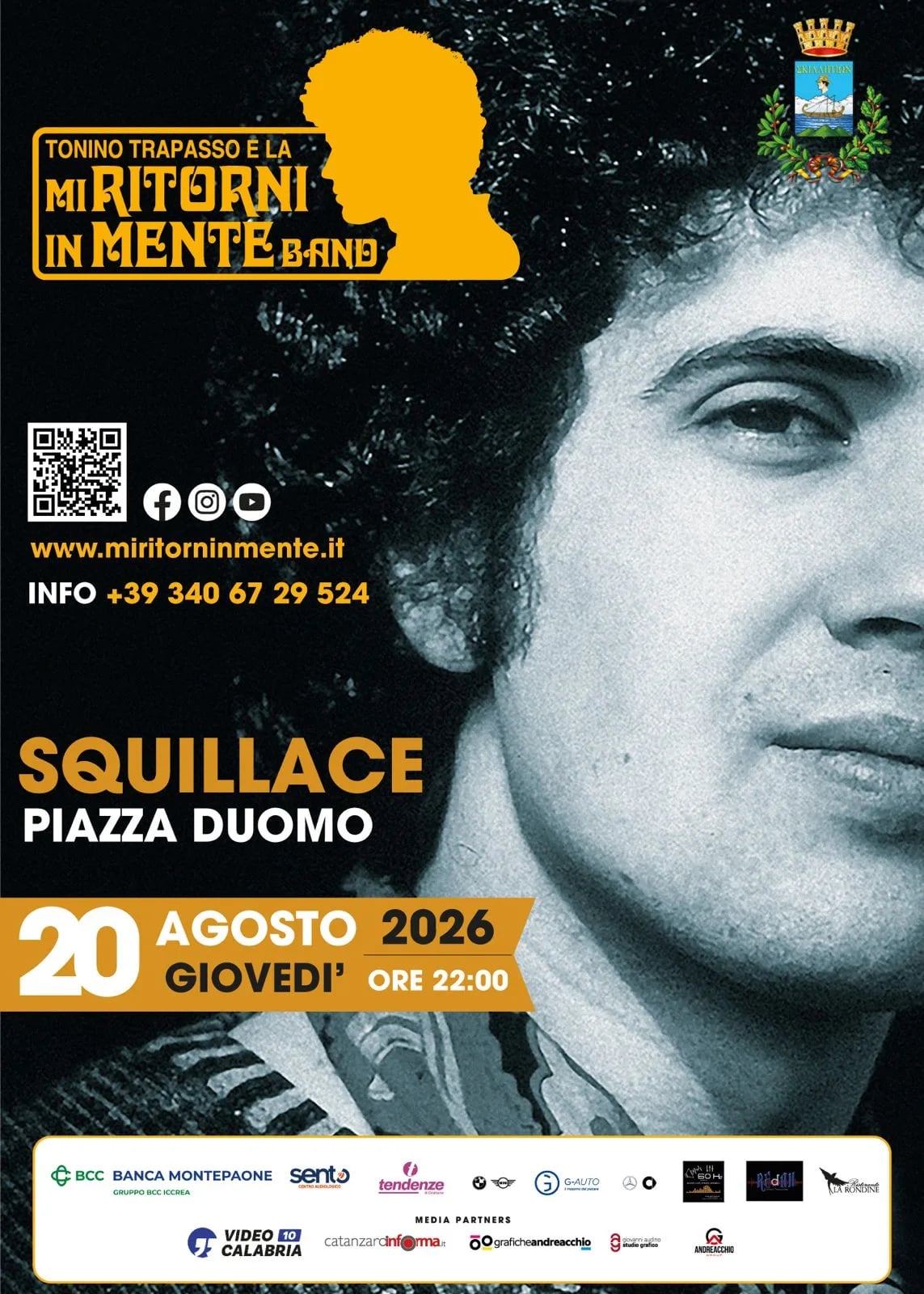 Locandina Tonino Trapasso e la MiRitorni in Mente Band 2026 a Squillace (Catanzaro)
