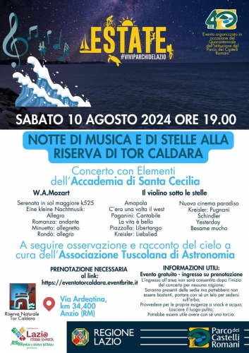 Estate 2024 - Notte di Musica e di Stelle alla Riserva di Tor Caldara