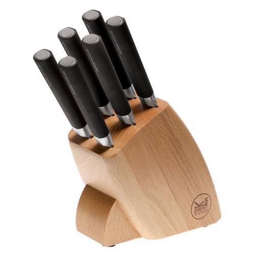  Foto Set 6 coltelli bistecca con ceppo in legno